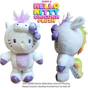 GUND Sanrio Hello Kitty Unicorn Plushie Kawaii Unicorn Stuffed Animal Kids Toy
